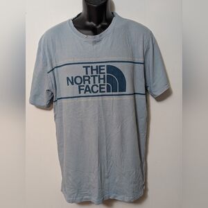 Men's North Face Light Blue T-Shirt Never Stop Exploring Size Large